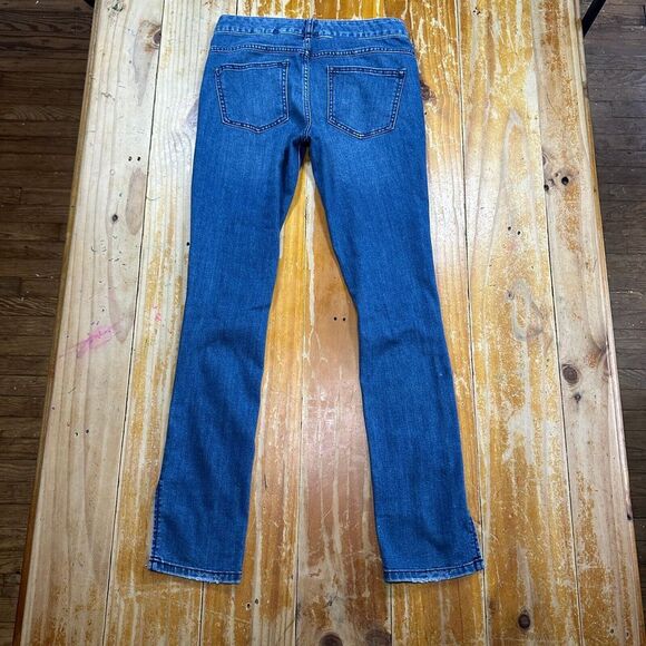 Free People Jeans Womens 27 Blue Skinny Dark Wash Stretch Distressed - Picture 3 of 13